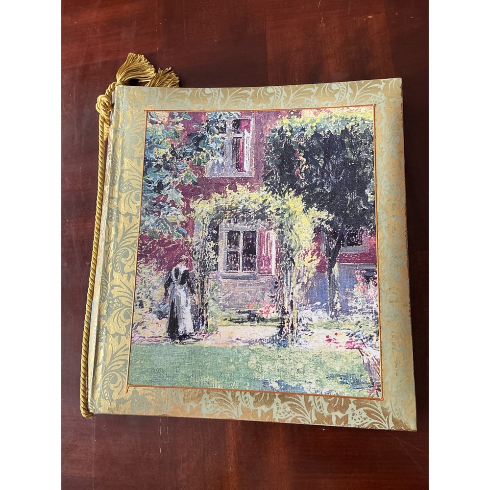 Terra Traditions Hand Gilded Garden Scene Photo Album Scrapbook Gold Tassel 12x